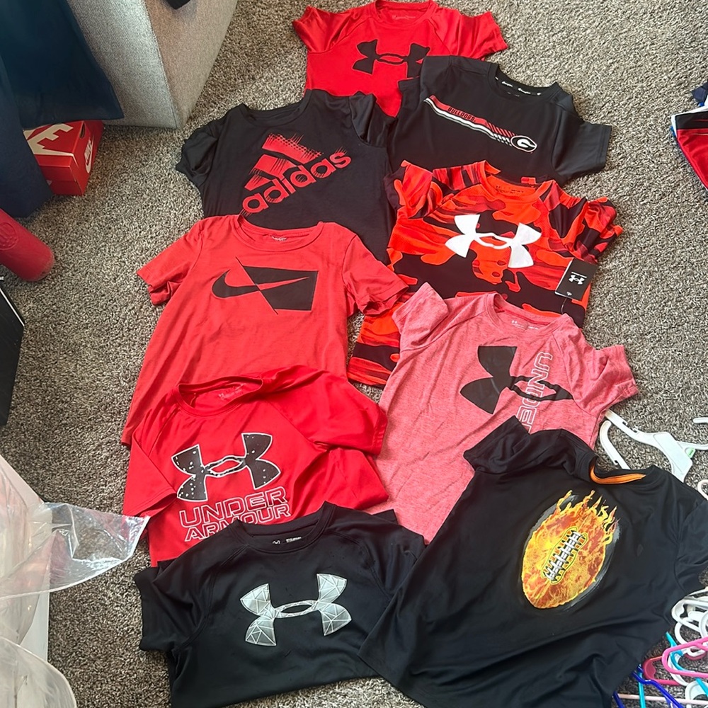 Boys dri fit tshirts (UA, adidas and Nike) 9 shirts total